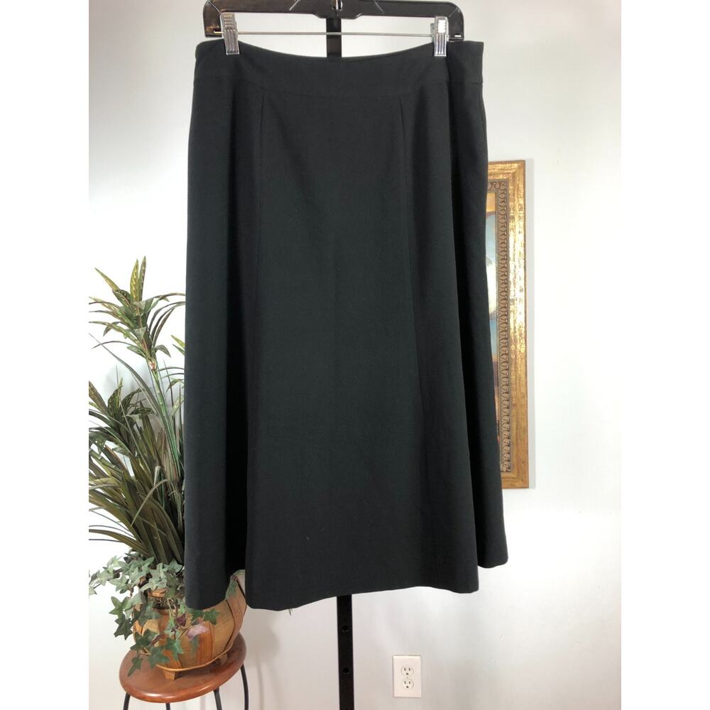 Jones & Co Flared Skirt Women's 10 Black Stretch Side Zip Minimalist Office Wear